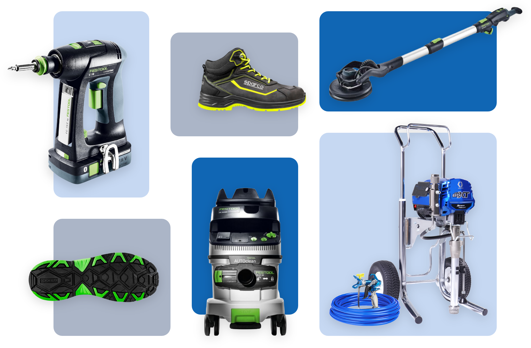 Attrezzature professionali Facet: Festool, Graco, Sparco